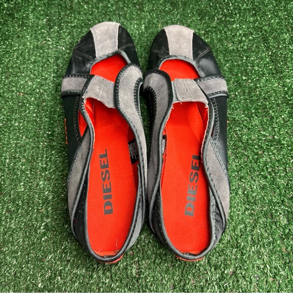 RARE Diesel Deadstock KEVLIH Women Gray Orange Sneakers Mules Vintage Sz 8.5 NEW - Picture 5 of 10